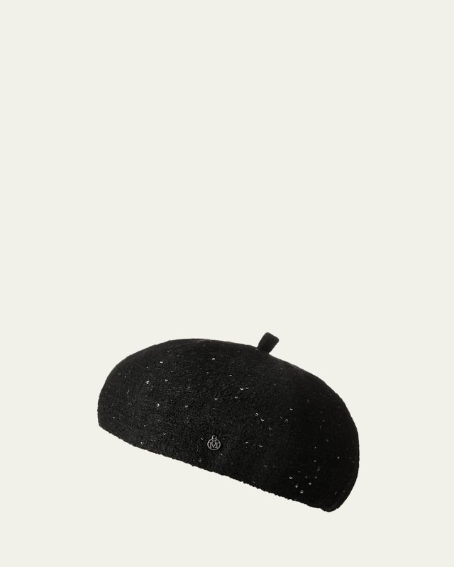 Emy Sequin Tweed Beret Hat